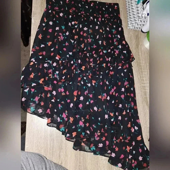 NWT! Joie Silk Gorowen Floral Print A-line Skirt Asymmetric Ruffle Hem S - Picture 3 of 12